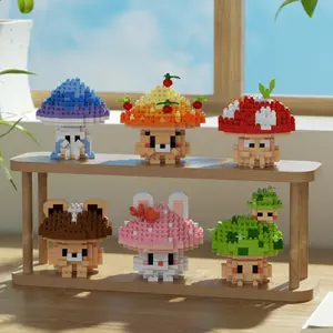 Cute Mushroom Series Puzzle Stress Relief Rabbit Building Block Toy Model, Creative Building Blocks, Assembly Construction Set, Car Decor, Living Room, Bedroom Gift