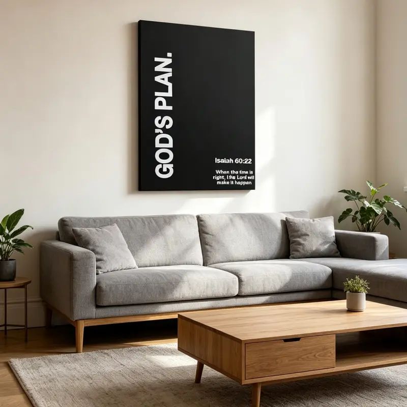 Christian Frame-Style Black and White Text Wall Art Decoration, Direct-Hanging God's Plan Verse Print, Indoor Office Prayer Room Home Decor Gift