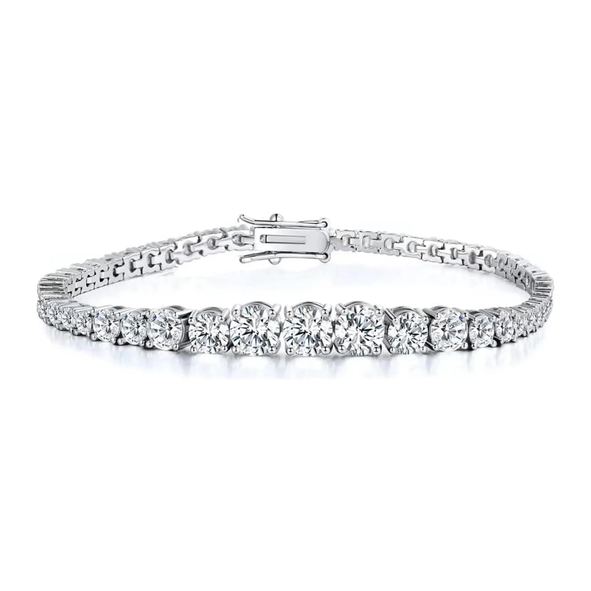 S925 Silver Tennis Pattern Bracelet - Gradient-Size Zircon Stones, Unisex Look, Casual/Formal Jewelry Accessory