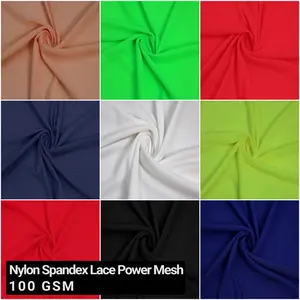 60" Wide Nylon Spandex Lace Power Mesh Fabric - (100 GSM), Lightweight, 4-Way Stretch, Soft & Breathable for Apparel, Lingerie, Headbands, Accessories & DIY- (SKU-454)