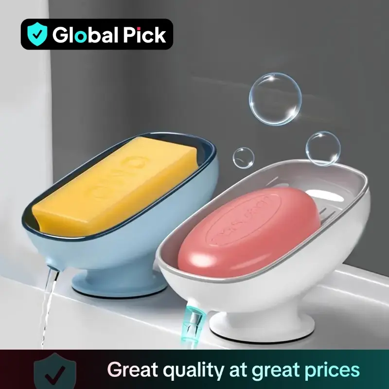 1pc Luxurious Adjustable Oval Soap Dish with Drain - Wall-Mounted, Anti-Slip, Removable Soap Tray for Bathroom
