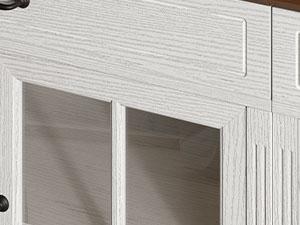 HAUOMS Modern Farmhouse Coffee Bar Cabinet with Glass Doors and Drawer, 31.5" Small Sideboard Buffet with 3-Level Adjustable Shelf, Entryway Storage Console for Kitchen Living Room