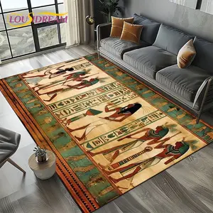 Vintage Ancient Egyptian Mural Pharaoh Hieroglyphs Flannel Area Rug - Retro Egyptian Art Print Soft Mat for Living Room, Non-Slip Historical Home Decor#EgyptianMuralRug #PharaohHieroglyphsMat #EgyptianArtDecor #HistoricalCarpet #NonSlipFlannelRug