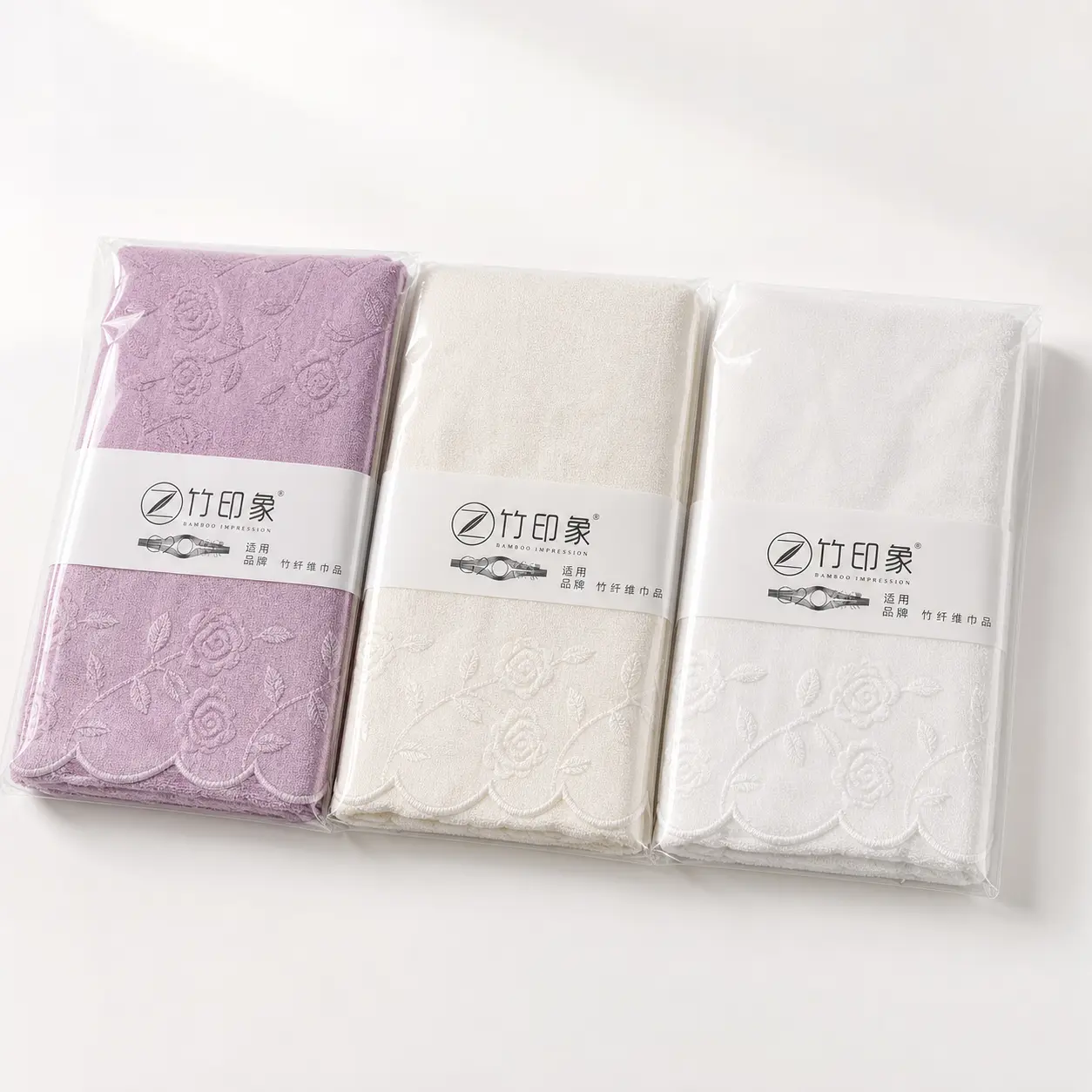 Premium Natural Bamboo Fiber Towels - Fluffy, Floral Embossed Rose Lace Hand & Face Cloths, Super Absorbent, Quick Dry, Antibacterial, Soft, Unisex for Daily Home Bathroom Use, Ideal Gift