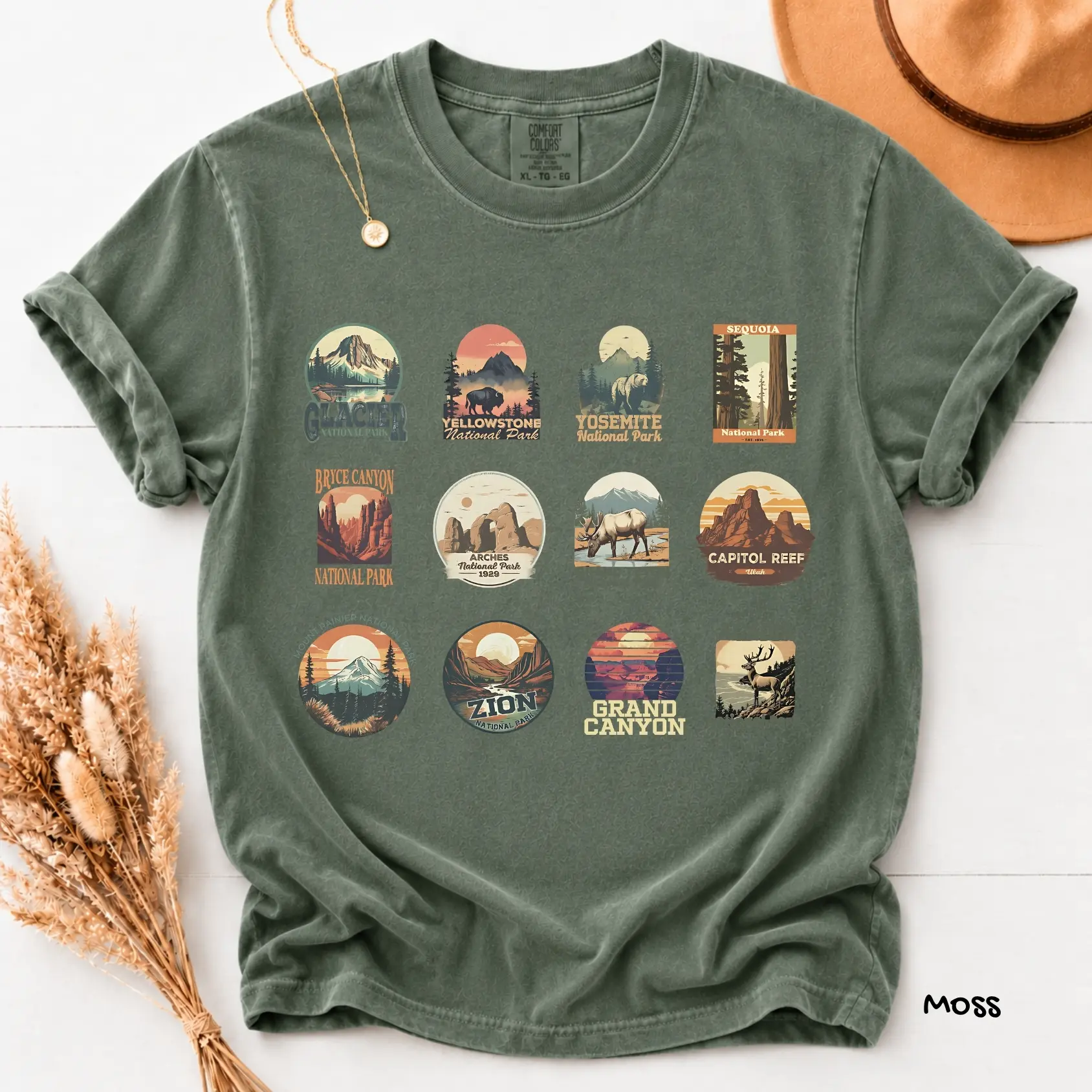 Comfort Colors Vintage US National Parks TShirt, Hiking Travel Tee, Camping Gift, Baggy Graphic T-shirt, Gift for Nature Lover, Adventure Tee Cotton Fabric