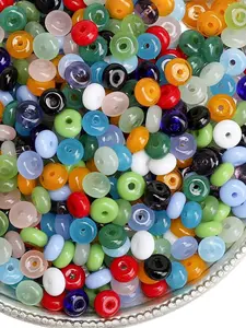 110 Pieces 6mm Glass Beads, Colorful Flat Round Candy Colored Handmade Beads, Perfect for Creative DIY Jewelry Making