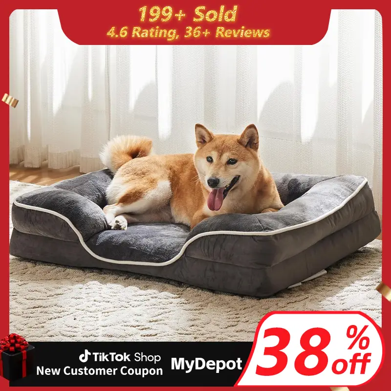 [DEAL] Orthopedic Dog Bed & Calming Donut Pet Bed, Memory Foam Support /Plush Anti-Anxiety Cuddle Cat Bed, Machine Washable, Non-Slip for All Sizes