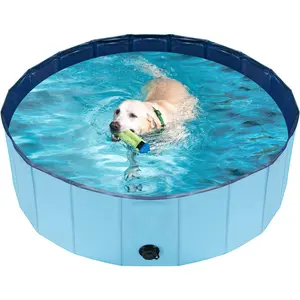 Dog Pool for Large Dogs, Kiddie Pool Hard Plastic, Dog Bathtub Portable, Foldable Pool for Dogs Slip-Resistant (Blue, M-40"x12")Gift