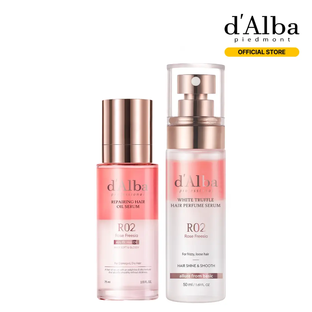 [OFFICIAL d'Alba] Hair Essential Duo -  Professional Reparing Hair Oil Serum (2.54 fl oz) + White Truffle Professional Repairing Hair Perfume Serum Fragrance (1.69 fl oz/3.38 fl oz)