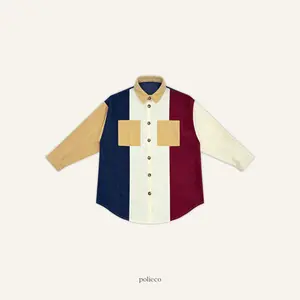 Alex Corduroy Jacket, Burgundy, Mustard, Navy, Cream Corduroy Shacket, Oversized Boyfriend Color Block Corduroy Jacket Button with Pocket, All Seasons Jacket