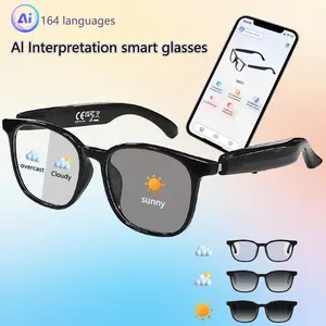 HIRO AI  Smart Glasses 160 Languages Chat GPT Audio Glasses for Men Women Microphone Speaker HD Voice Calls HIFI Music Quality Hands-Free Calling Color Changing Lens Suitable for Riding Driving Travel Black Friday Cyber Monday