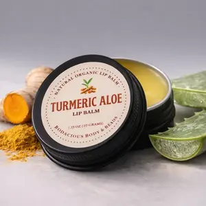Turmeric Aloe Lip Balm for Chapped Lips, Smoker Lips & Dry Lips- Brightening Lip Balm for Dark Lips