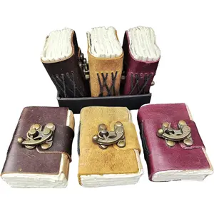 [Set of 3]  Mini Leather Journals -   Scrapbooks, Pocket Artist Sketchbook, small leatherbound Unlined Notebook journal,  for artists, writers, and scrapbooking  the go gifts.