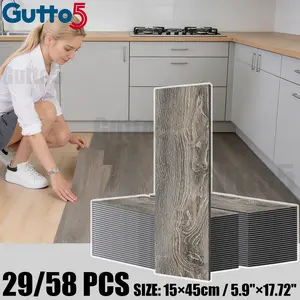 29/58pcs box set self-adhesive floor renovation sticker, luxurious 3D wood grain texture, available in multiple colors, thick anti slip material, suitable for DIY, peel and paste, suitable for office and floor renovation, easy to complete - Gutto5