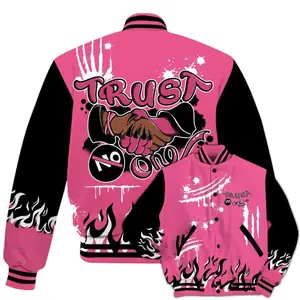 Graphic Trust No One Air Max SNDR Hyper Pink Varsity Jacket Unisex Outfit, Stylish Unisex Streetwear Outerwear, Sneaker Match Gifts Idea for Her Him, Baseball Jacket Fan Shirt