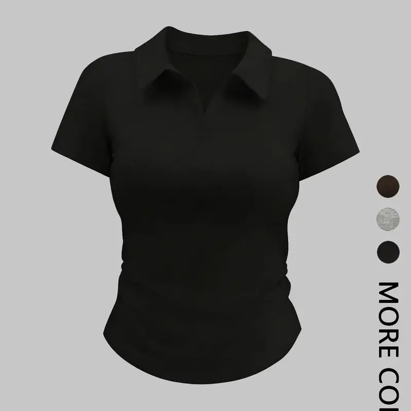 Summer Knitted Women | Collared Short Sleeve Slim Fit Casual Everyday Basic | Hot Girl Aesthetic Tie Waist Commute Top Lightweight Casual Polo Shirts