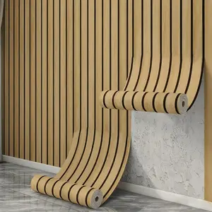 Self-Adhesive Wood Grain Panel Wall Sticker, Easy DIY Ceiling Partition, Suitable for Multiple Indoor Scenarios, TV Background, Hallway Decor