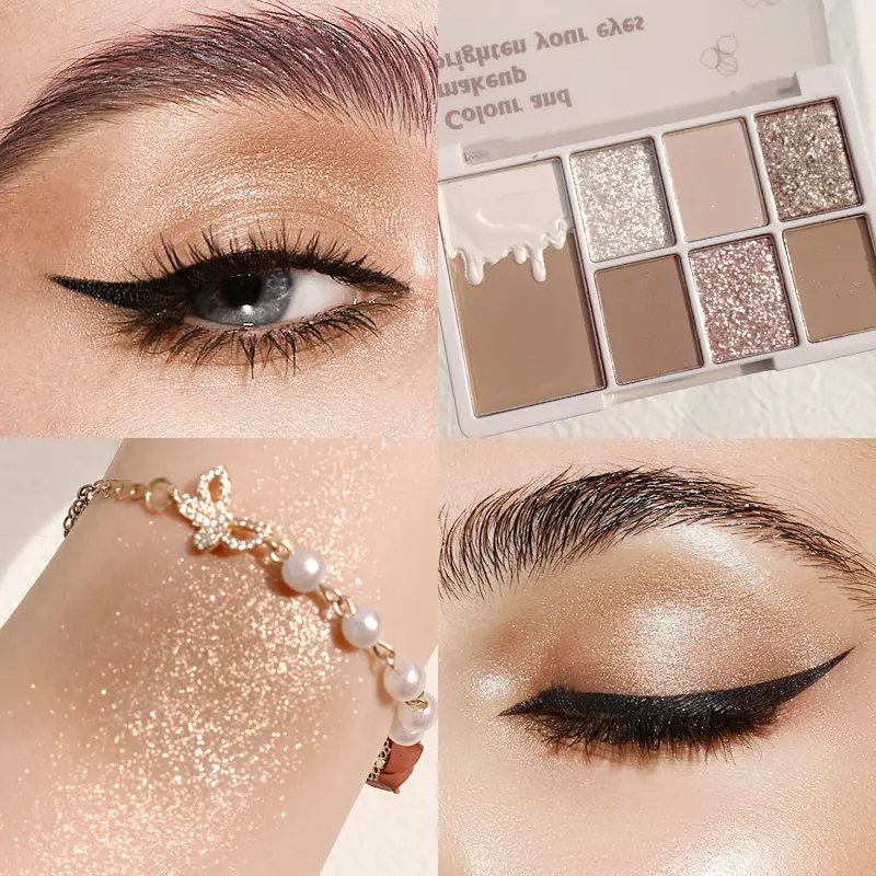 7-in-1 Eyeshadow Palette Soft 7 Colour Eyeshadow Palette Makeup Eyeshadow Palette For Beginners Pearlescent Fine Glitter Can be used for contouring Eyeshadow Blush Highlighting Multi-purpose palette to meet your daily make-up needs.