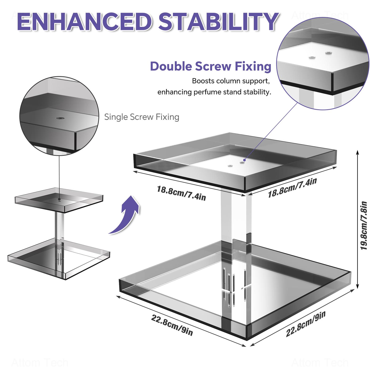 NiHome 2-Tier Acrylic Perfume Display Stand for Cosmetics & Toiletries, Vanity Tray Organizer for Dresser,Bathroom,Office,Versatile Storage Racks