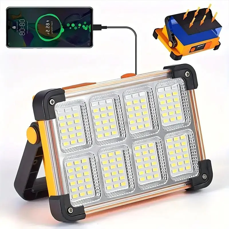 Portable LED Light, USB & Solar Charging LED Light with 4 Adjustable Brightness Levels, Outdoor Lighting for Camping, Emergency, Outdoor Travel, USB Rechargeable High Lumen Flashlight, Led Flashlights