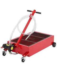GARVEE 20GAL Oil Drain Pan with 12V 180W Electric Pump, Metal Oil Change Pan Cart Featuring 8FT Hose & Folding Handle for Cars, SUVs, Trucks, Buses, and RVs in Red