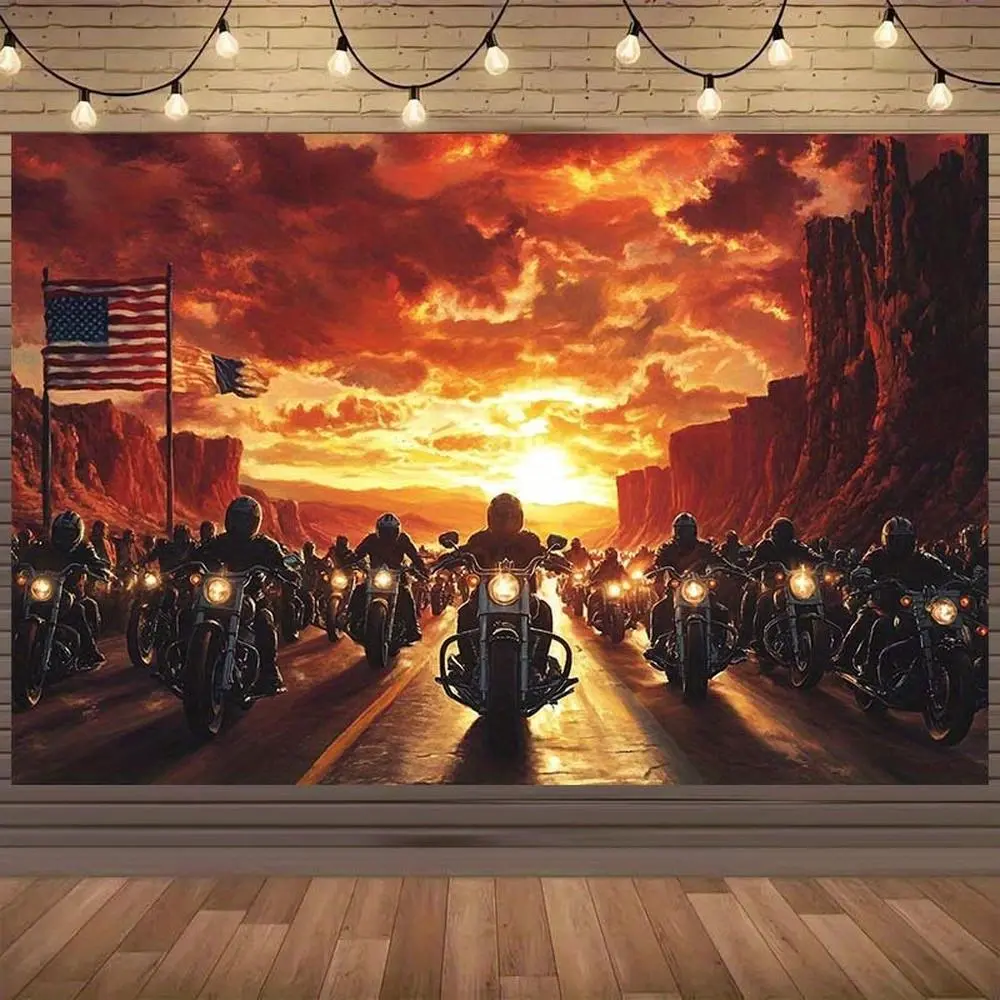1pc 2D Flat Polyester Patriotic American Flag Motorcycle Banner, Multi-Size Durable 4th of July Party Decor, No Electricity Needed, Indoor/Outdoor Parties, Motorcycle Gift