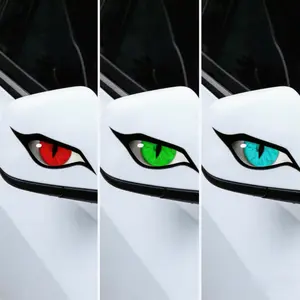 3-Pack Raptor Eye Car Mirror Stickers – Aggressive Predator Decals for Trucks SUVs JDM Cars| Waterproof Vinyl Peel and Stick Exterior Accessories, Red/Bule/Green