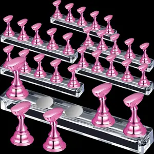 🎀 6-Pack Magnetic Nail Practice Stands 🎀 | Acrylic Nail Display Holder with Magnetic Base | Nail Art Training Model | For DIY, Salon & Beginners | Nail Art Tools