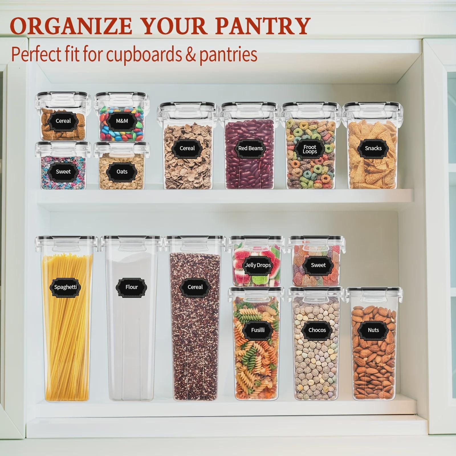 24Piece Airtight Food Storage Containers Set BPA-Free Plastic Canisters for Cereal Flour Sugar Pantry Organization with 40Labels