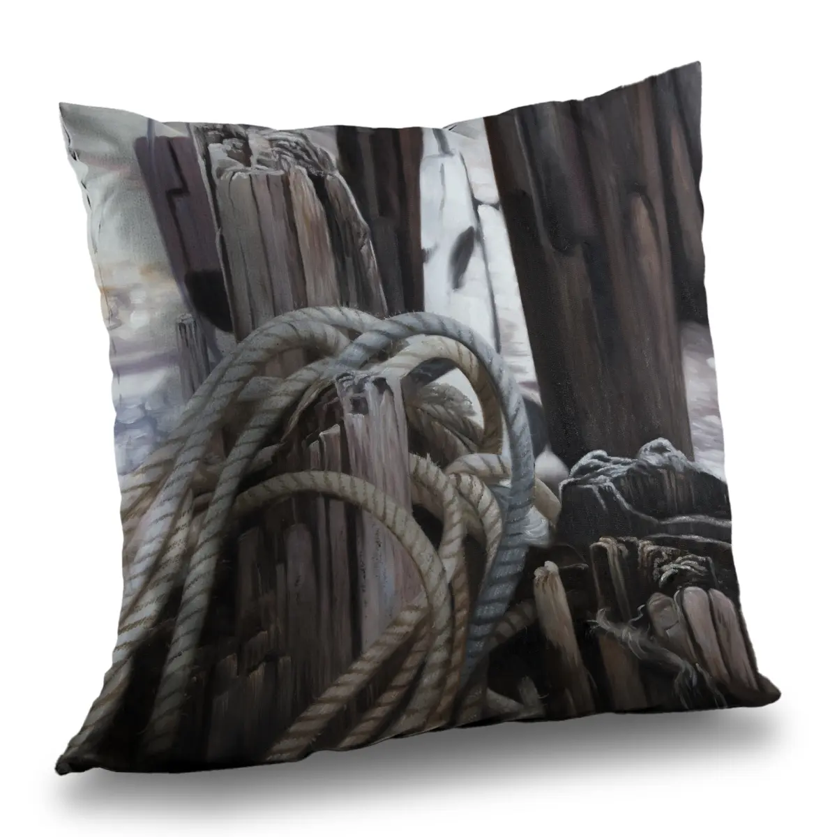 Begin Home Decor C1PT14141ELH8T 14x14 in. Coastal Driftwood Sea Marine Poly Twill Throw Pillow with Polyester Insert