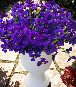 12 Bundles, UV Resistant Artificial Flowers for Outdoor, Garden & Front Yard Decoration - Faux Silk Daisies, Fake Plants Ideal for Porch, Patio, Indoor and Home Decor (Dark Purple)