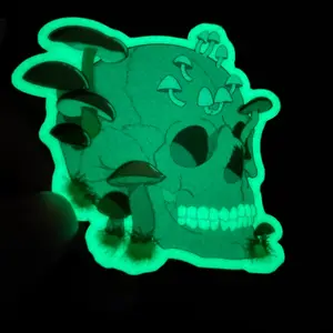 Glow in the Dark Skull and Mushroom Sticker