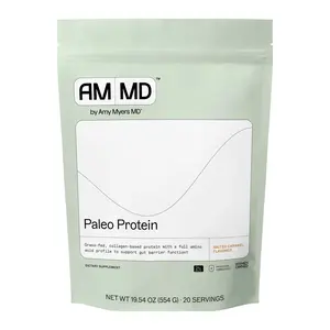 AM by Amy Myers MD Paleo Protein - Salted Caramel, Hydrolyzed Bovine Collagen, 21g Protein, 20 Servings, Full Amino Profile, Gluten Free, Gut Health Support - Dietary, Fitness