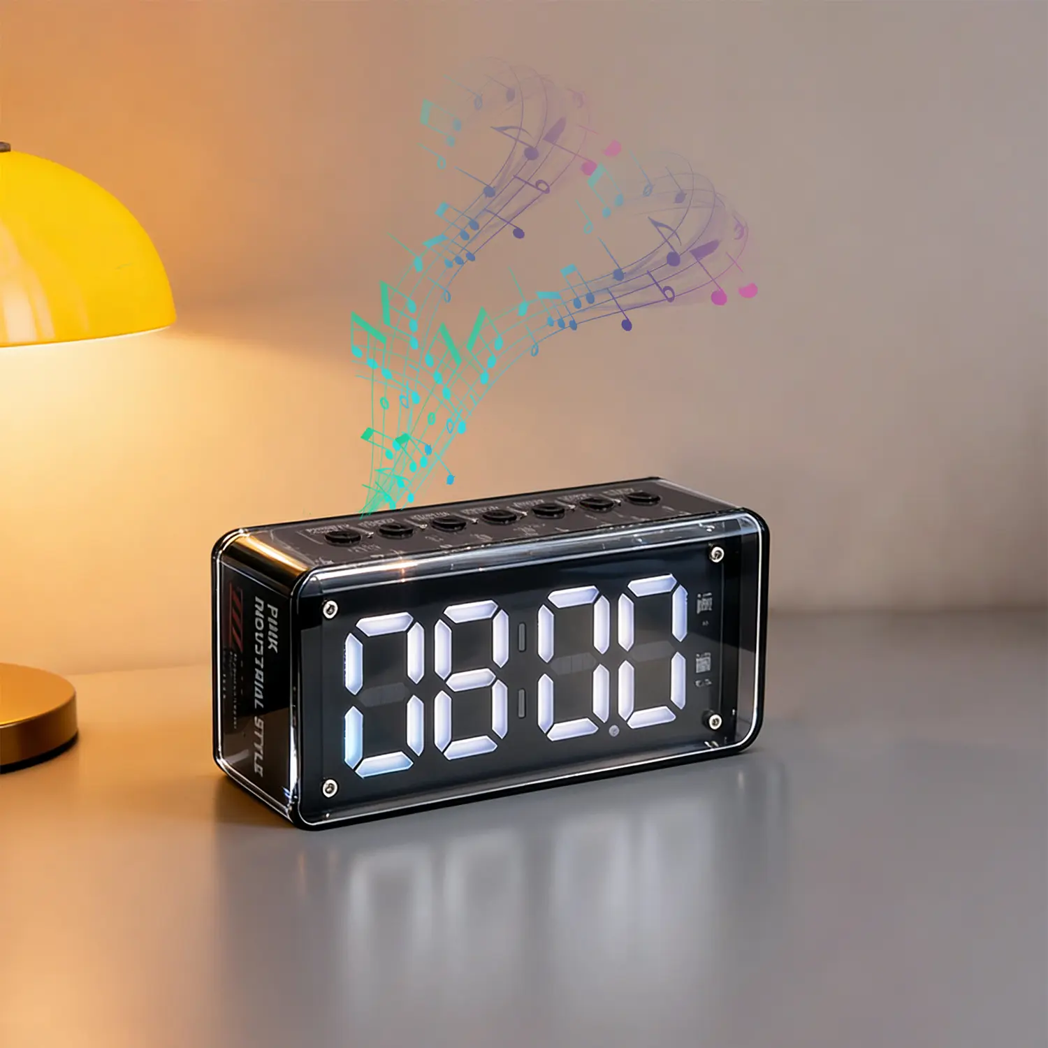 Multi-functional Digital Alarm Clock Wireless Speaker, LED Display Dual Alarm Clock Mini Stereo Speaker Support TF Card USB Playback for Bedroom Office Teen Room Decor