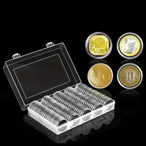 Transparent Capsule Storage Box Set, Ideal for Collecting Coins & Memorabilia, Durable Design, Perfect Gift Choice, 100 Pieces Per Pack