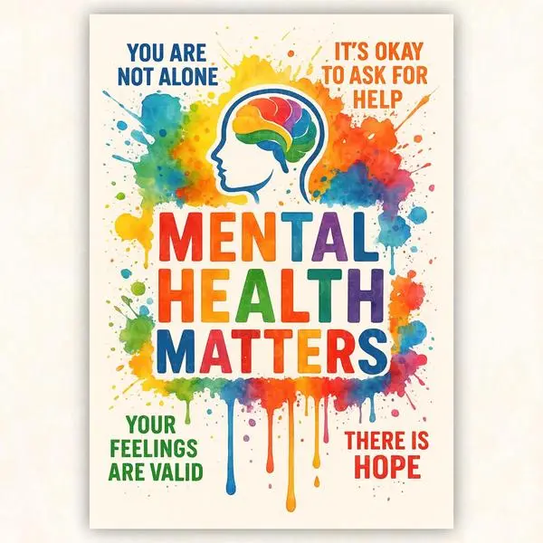 Rainbow Mental Health Awareness Inspirational Poster Bundle - Decorative Wall Art For Positive Vibes