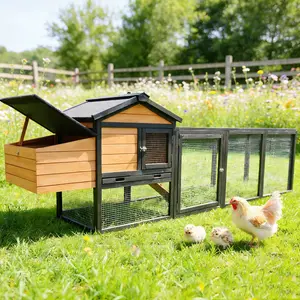Large Outdoor Wooden Chicken Coop with Nesting Box, Waterproof Poultry Cage for Backyard Use (Also Suitable as Rabbit Hutch), Includes Nesting Box