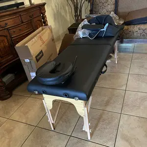 Yaheetech Adjustable Massage Bed 2/3 Sections Folding Portable Spa Table with Headrest Armrest Hand Pallet Salon Bed Ergonomic Design Beech Wood Frame - Massagetable