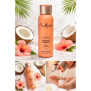 Shea Moisture Coconut & Hibiscus Glowing Radiance Body Wash 18 fl oz - 24 Hour Visible Moisture Gentle Plant-Based Formula for Soft Smooth Skin