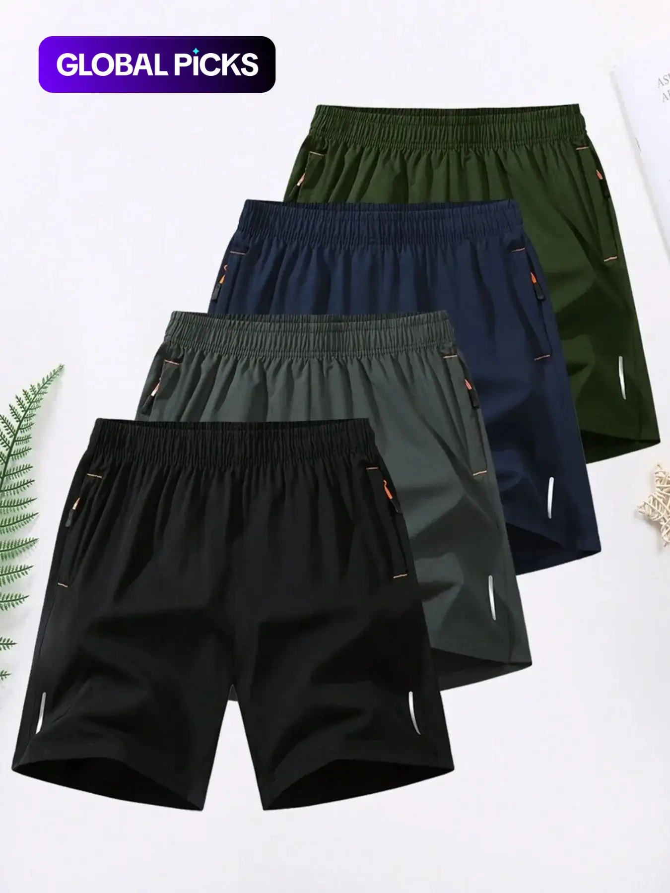 Men's Short Pants Set, 2/4/6 Pieces, Casual Shorts, Casual Gym Shorts, Fitted Plain Design, Ideal for Running and Fitness, Comfortable Sportswear, Activewear, Menswear