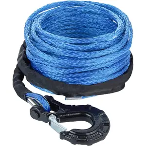 Synthetic Winch Rope 5/16'' x 50ft,13000LBS Synthetic Winch Line  Rope with Protective Sleeve + Forged Winch Hook for Off Road  ATV UTV SUV  Boat Winch Accessory