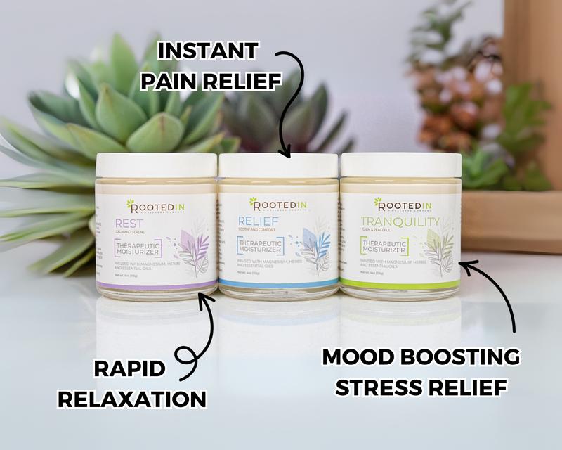 Rooted In Magnesium Cream Set | Sleep, Calm & Recovery | High-Absorption Formula | Hydrating & Fast-Acting Relief | Non-Greasy | 4 oz | Moisturizing Body Care