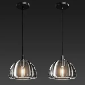 2PCS Crystal Hemisphere Pendant Light,Kitchen Pendant Lighting Over Island