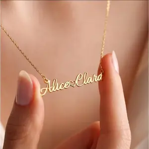 AS028 Cut Custom Personalized Name Necklace Stainless Steel English Letter Pendant Women's Jewelry