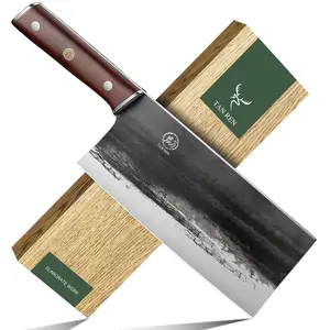 TAN REN Meat Cleaver,8 Inch Cleaver Knife for Meat Cutting Chinese Cleaver Knife Heavy Duty Bone Chopper High Carbon Steel Butcher Knife for Father's Day Gift