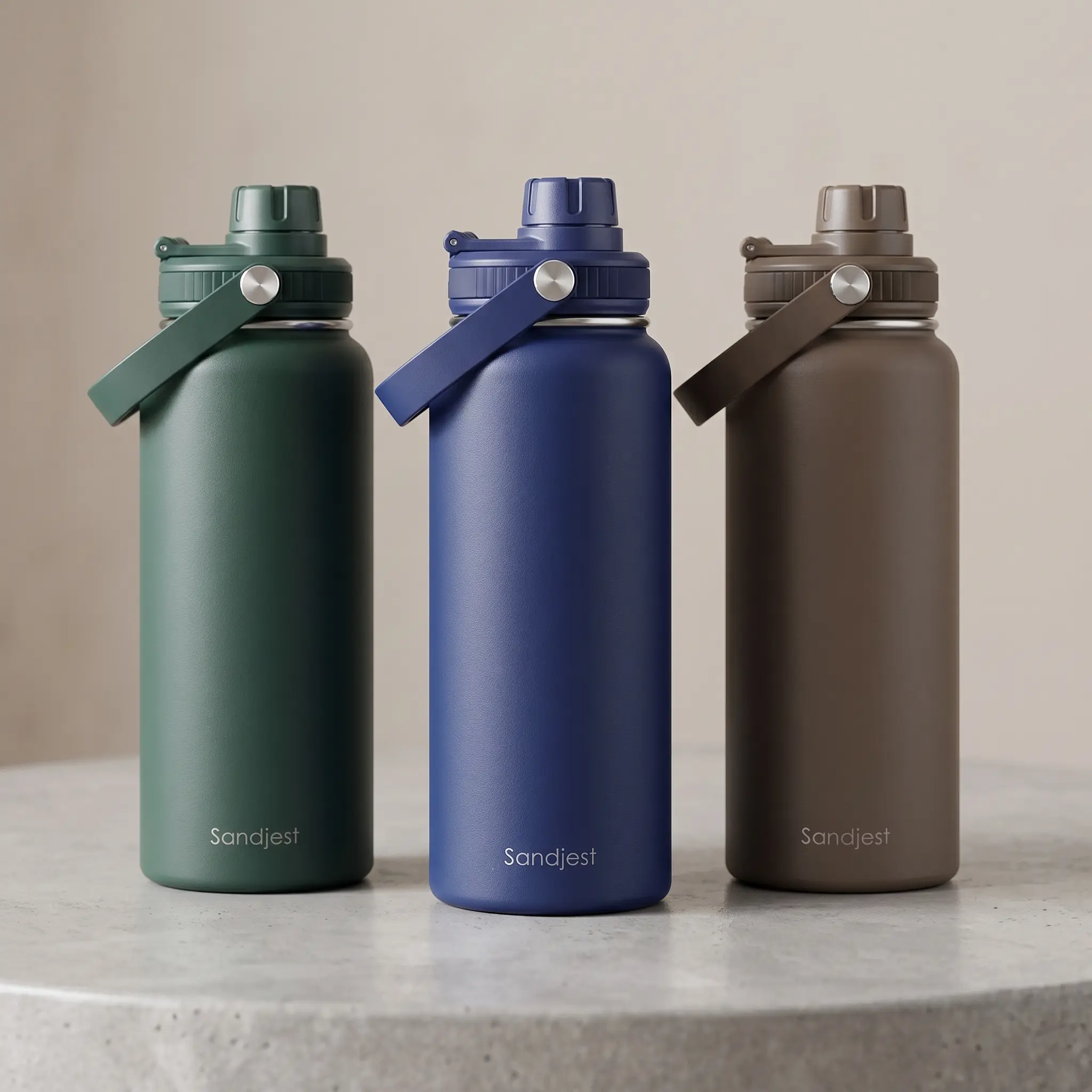 SANDJEST 32oz Sports Water Bottle with Spout Chug Lid & Handle, Leak-proof Stainless Steel, Double Wall Insulated Reusable, Cupholder Friendly, Great for Outdoor Travel, Gift for Men Him Dad