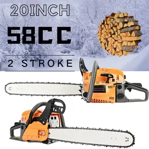 Winter-Ready 58cc Gas-Powered Chainsaw, 20-Inch Cutting Bar, High Power for Fast Logging, Firewood Cutting, Winter Wood Preparation