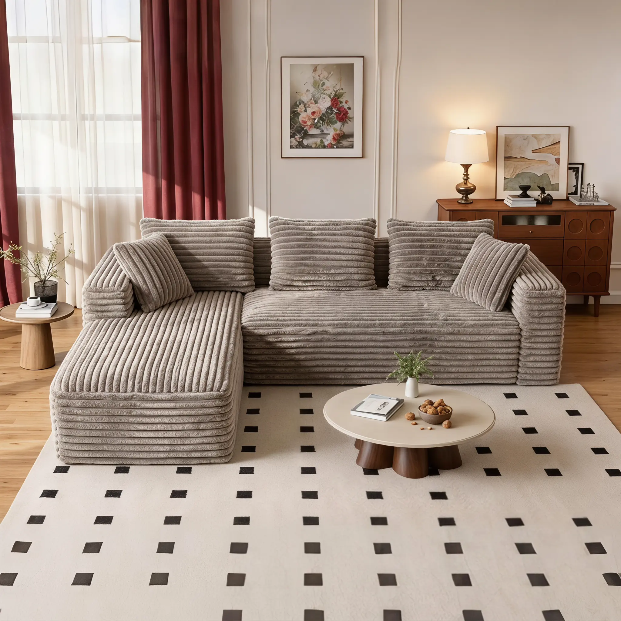 106in-Camel Left Chaise