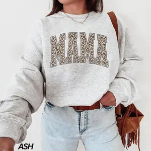 Leopard Print Mama Sweatshirt for Women, Cozy Animal Pattern Mom Life Pullover, Trendy Casual Sweater for Everyday Outfits, Cute Fashion Gift for Her, Perfect Mother’s Day Present for Stylish Moms - HARSIN
