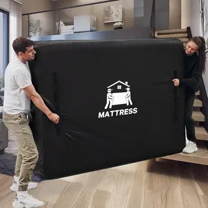Mattress Bags for Moving, BETU Mattress Protector Waterproof Mattress Cover Full Size Bags with 8 Handles and Zipper for Bed Thick Large Reusable (77"x57"x15" Black)
